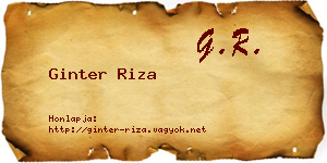 Ginter Riza névjegykártya